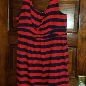 Summer Stripe Dress, Navy and Red